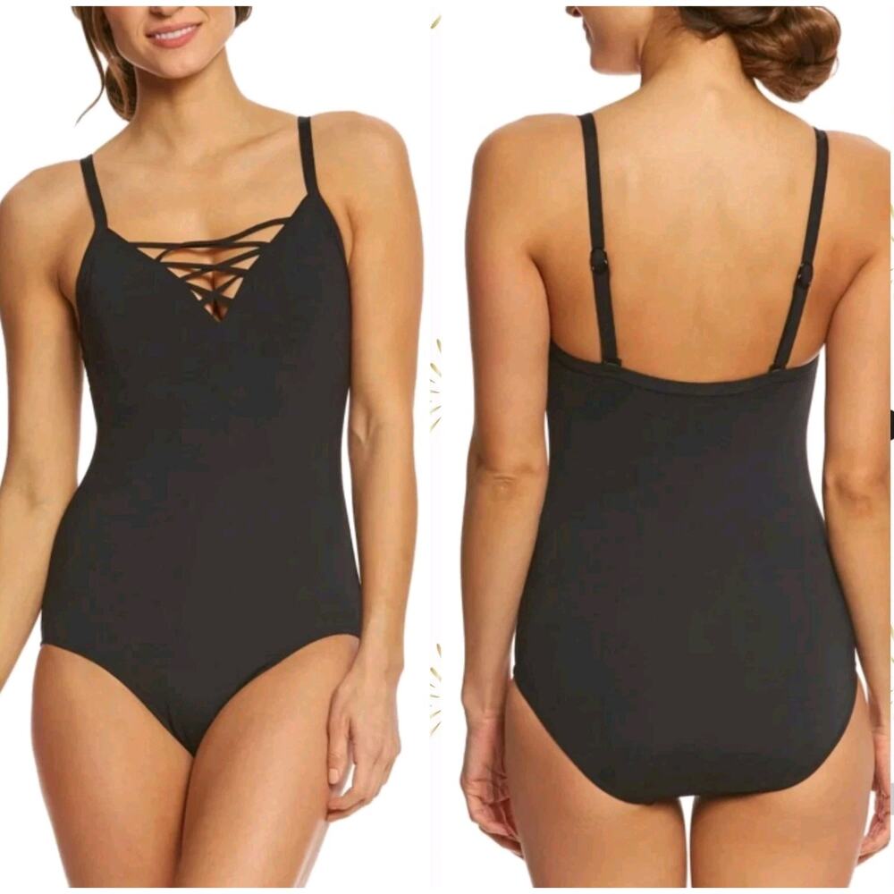 Seafolly Women's Active Maillot One Piece Underwire Swimsuit Size 14 DD
